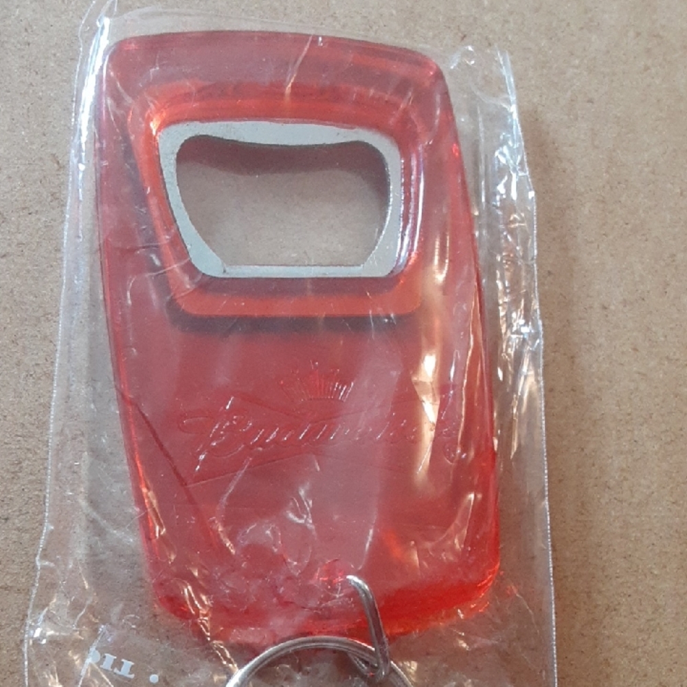 Budweiser Translucent Red Keychain Opener NEW